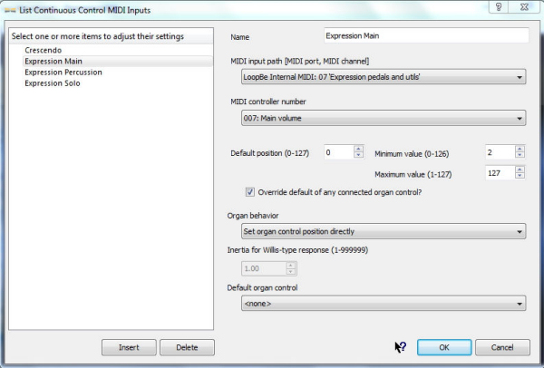 Continuous Controller MIDI Inputs